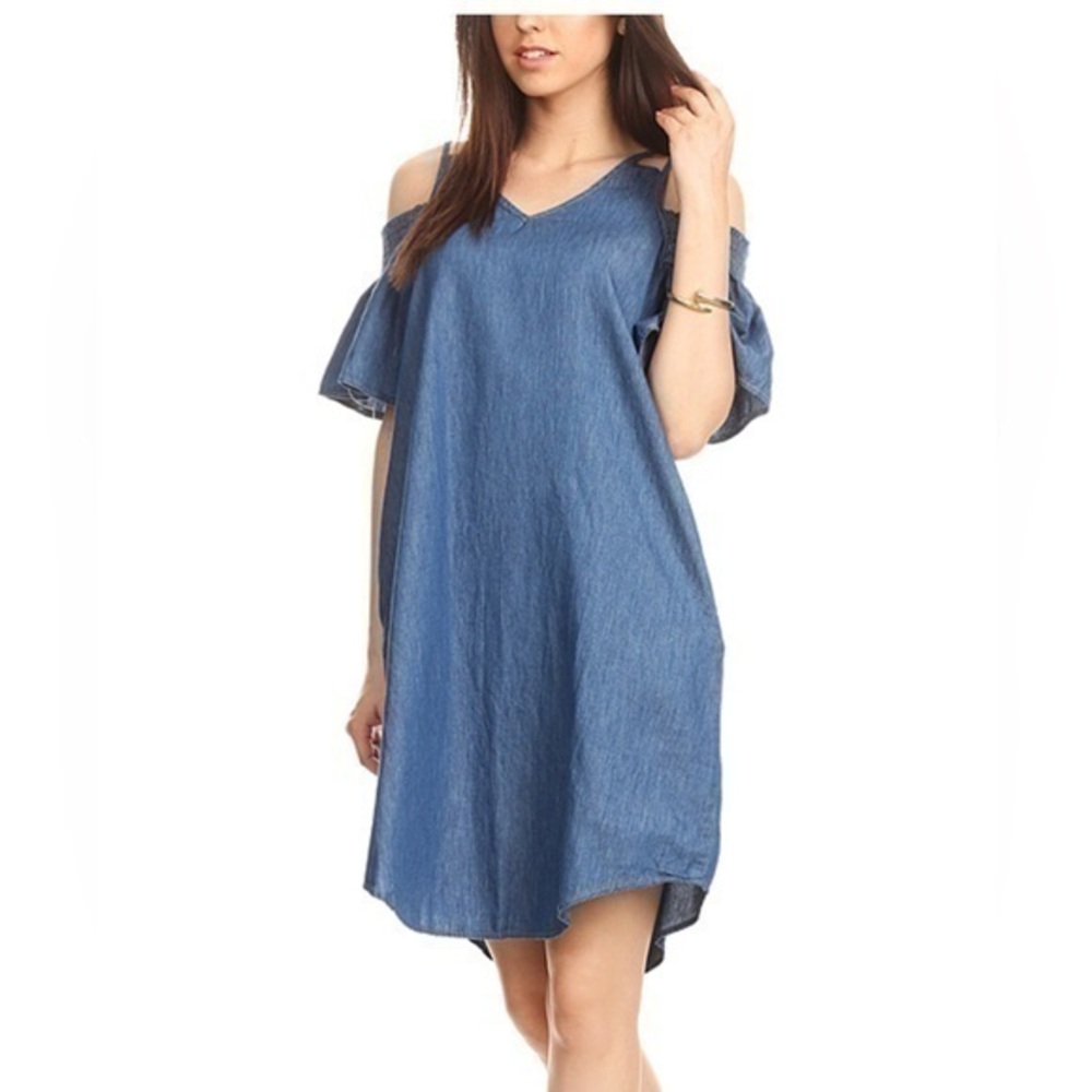 Velvet Heart light wash distressed  paper bag mini jean dress size small